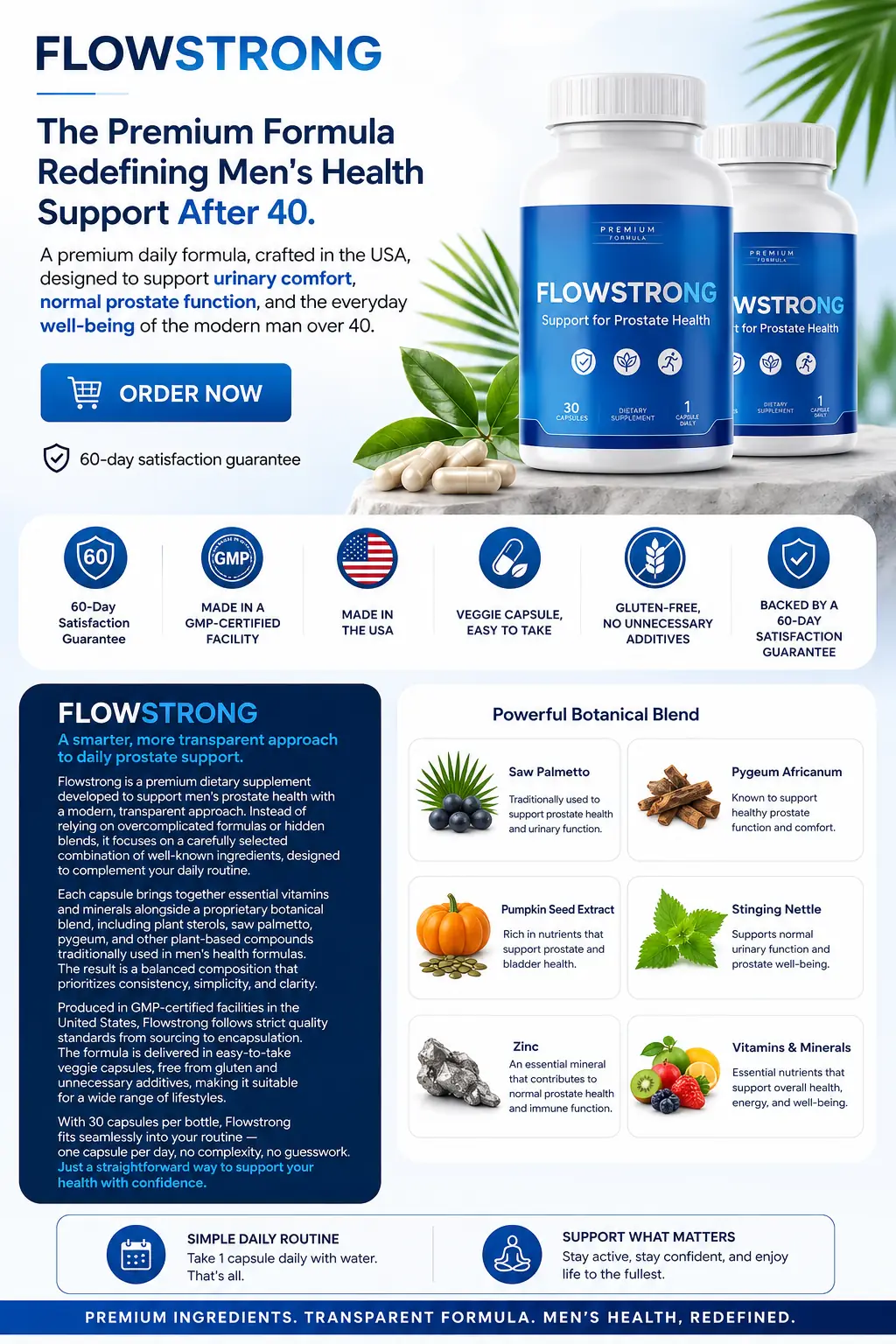 FlowStrong formula and supplement facts image